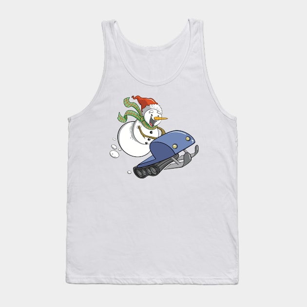 Snowman on Snowmobile Tank Top by Narwhal-Scribbles